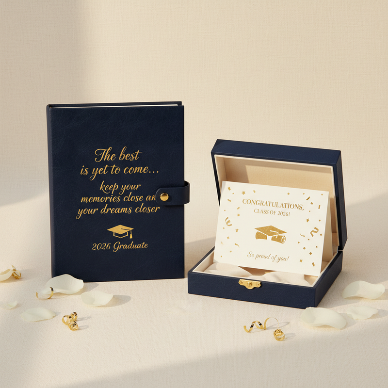Navy Blue The Best is Yet To Come Journal with card and box