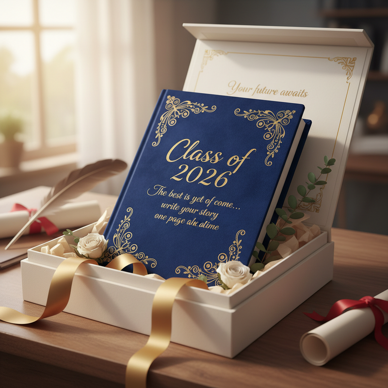 Class of 2026 Graduation Gift Set with Keepsake Box & Card – Navy Blue