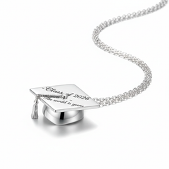 Class of 2026 Graduation Cap Necklace – Silver