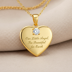 Our Little Angel, Too Beautiful for Earth — Memorial Heart Necklace