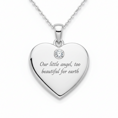 Our Little Angel, Too Beautiful for Earth — Memorial Heart Necklace